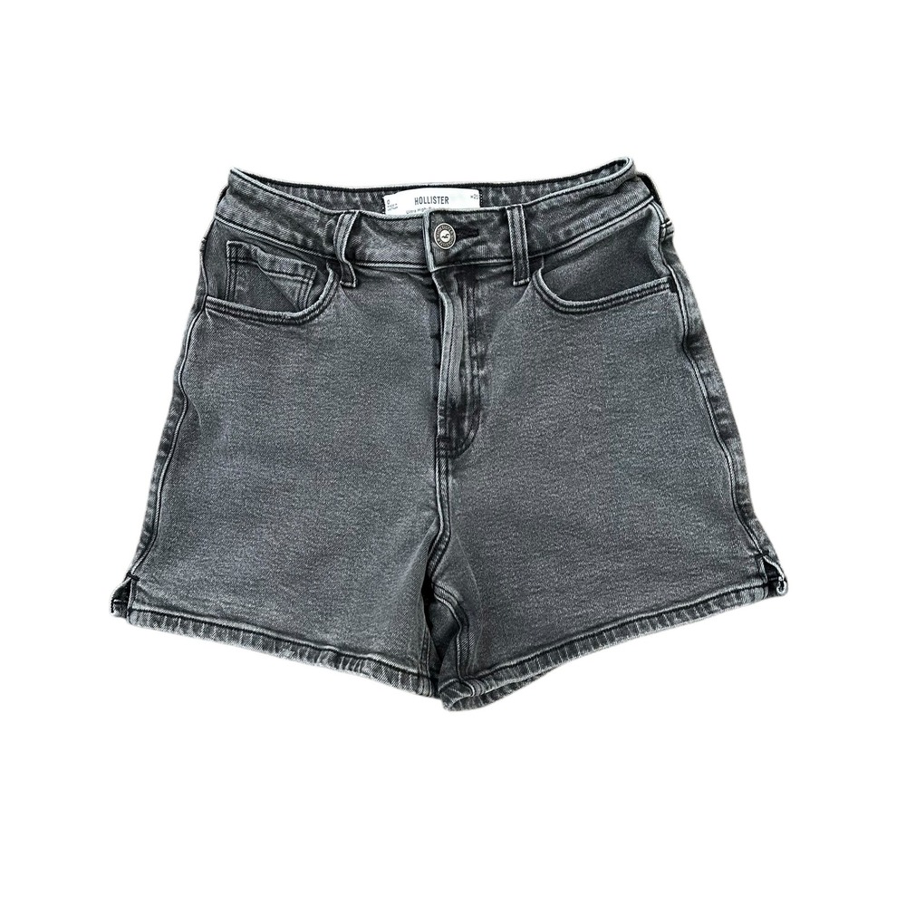 Hollister Ultra High Rise 90s Shorts Washed Charcoal Black Denim Size 0 W25